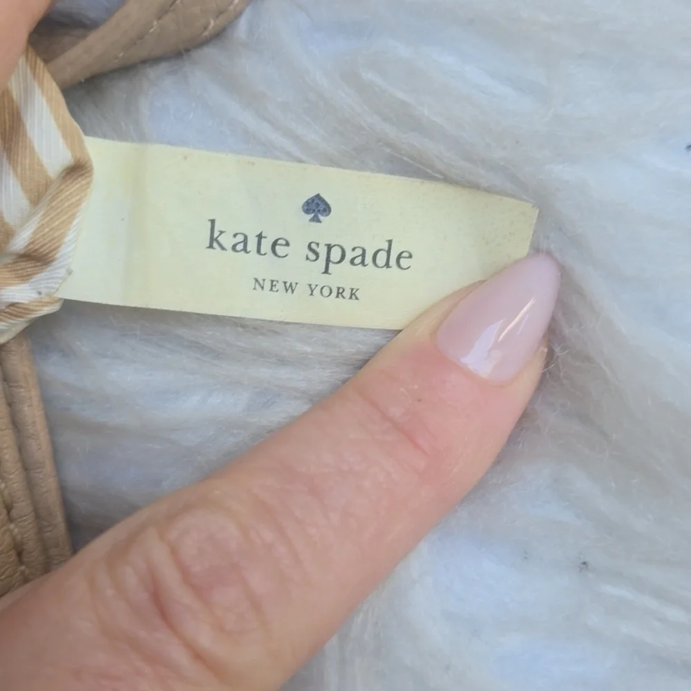 Vintage Kate Spade Beige Leather Shoulder Crossbody Street Bag tan